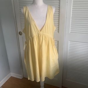 Yellow Sleeveless Tie Waist Knit Botanical Dyed Babydoll Dress Wild Fable